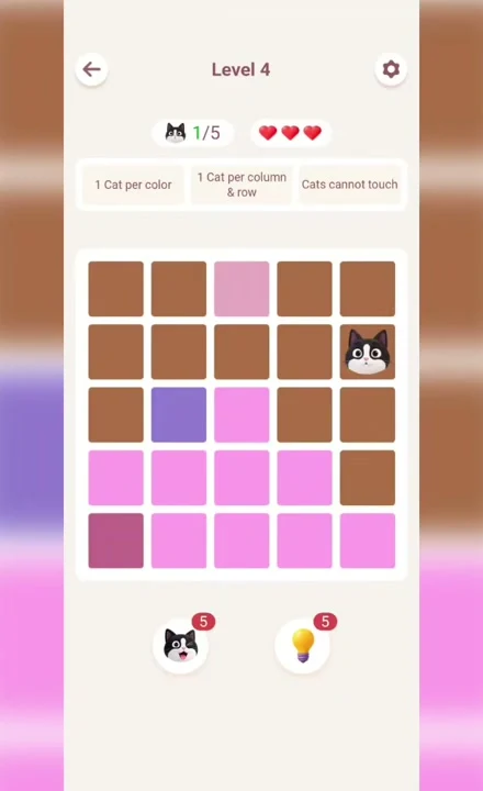 Meowdoku Level 4 opening screenshot from the original mobile game