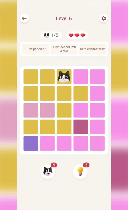 Meowdoku Level 6 opening screenshot from the original mobile game